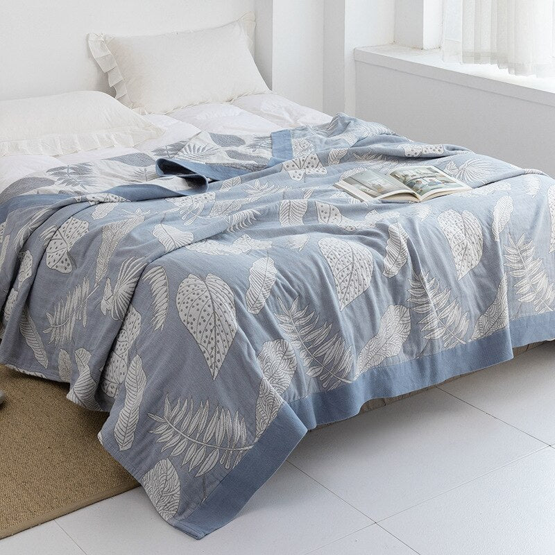 Harrow Soft Japanese Throw Blanket 100% Cotton Anti-Pilling Cozy Bedspread for Single and Double Beds