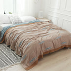 Harrow Soft Japanese Throw Blanket 100% Cotton Anti-Pilling Cozy Bedspread for Single and Double Beds