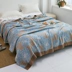 Harrow Soft Japanese Throw Blanket 100% Cotton Anti-Pilling Cozy Bedspread for Single and Double Beds