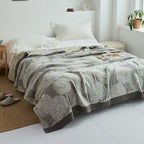 Harrow Soft Japanese Throw Blanket 100% Cotton Anti-Pilling Cozy Bedspread for Single and Double Beds