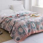 Harrow Soft Japanese Throw Blanket 100% Cotton Anti-Pilling Cozy Bedspread for Single and Double Beds