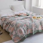 Harrow Soft Japanese Throw Blanket 100% Cotton Anti-Pilling Cozy Bedspread for Single and Double Beds