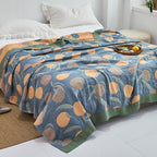 Harrow Soft Japanese Throw Blanket 100% Cotton Anti-Pilling Cozy Bedspread for Single and Double Beds