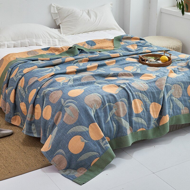 Harrow Soft Japanese Throw Blanket 100% Cotton Anti-Pilling Cozy Bedspread for Single and Double Beds