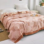 Harrow Soft Japanese Throw Blanket 100% Cotton Anti-Pilling Cozy Bedspread for Single and Double Beds