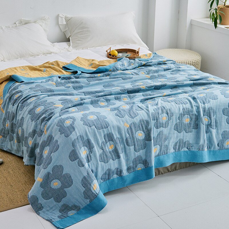 Harrow Soft Japanese Throw Blanket 100% Cotton Anti-Pilling Cozy Bedspread for Single and Double Beds