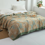 Harrow Soft Japanese Throw Blanket 100% Cotton Anti-Pilling Cozy Bedspread for Single and Double Beds