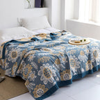 Harrow Soft Japanese Throw Blanket 100% Cotton Anti-Pilling Cozy Bedspread for Single and Double Beds