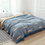 Harrow Soft Japanese Throw Blanket 100% Cotton Anti-Pilling Cozy Bedspread for Single and Double Beds