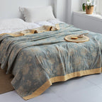 Harrow Soft Japanese Throw Blanket 100% Cotton Anti-Pilling Cozy Bedspread for Single and Double Beds