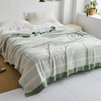 Harrow Soft Japanese Throw Blanket 100% Cotton Anti-Pilling Cozy Bedspread for Single and Double Beds