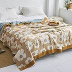 Harrow Soft Japanese Throw Blanket 100% Cotton Anti-Pilling Cozy Bedspread for Single and Double Beds