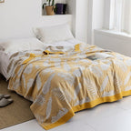 Harrow Soft Japanese Throw Blanket 100% Cotton Anti-Pilling Cozy Bedspread for Single and Double Beds