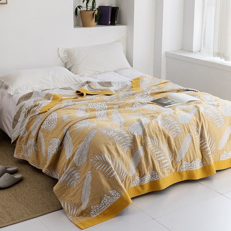 Harrow Soft Japanese Throw Blanket 100% Cotton Anti-Pilling Cozy Bedspread for Single and Double Beds