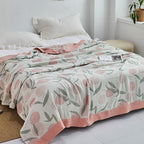Harrow Soft Japanese Throw Blanket 100% Cotton Anti-Pilling Cozy Bedspread for Single and Double Beds