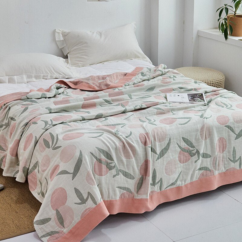 Harrow Soft Japanese Throw Blanket 100% Cotton Anti-Pilling Cozy Bedspread for Single and Double Beds
