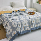 Harrow Soft Japanese Throw Blanket 100% Cotton Anti-Pilling Cozy Bedspread for Single and Double Beds