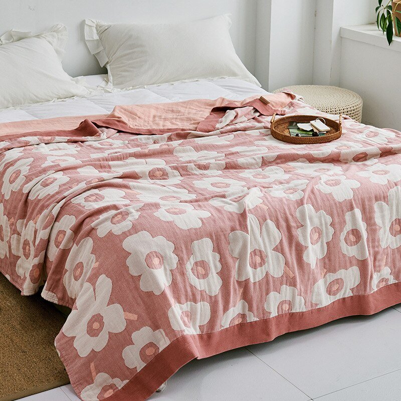 Harrow Soft Japanese Throw Blanket 100% Cotton Anti-Pilling Cozy Bedspread for Single and Double Beds