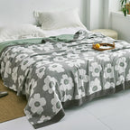 Harrow Soft Japanese Throw Blanket 100% Cotton Anti-Pilling Cozy Bedspread for Single and Double Beds