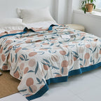 Harrow Soft Japanese Throw Blanket 100% Cotton Anti-Pilling Cozy Bedspread for Single and Double Beds