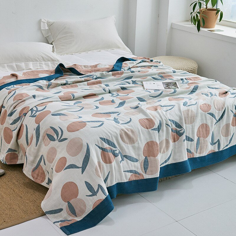 Harrow Soft Japanese Throw Blanket 100% Cotton Anti-Pilling Cozy Bedspread for Single and Double Beds