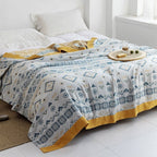 Harrow Soft Japanese Throw Blanket 100% Cotton Anti-Pilling Cozy Bedspread for Single and Double Beds