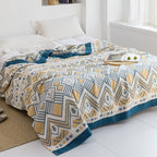 Harrow Soft Japanese Throw Blanket 100% Cotton Anti-Pilling Cozy Bedspread for Single and Double Beds