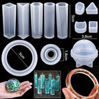 Jewelry Making Beginner Kit with 15 Resin Molds, Opal Pigments, Tools for DIY Earrings Necklaces Bracelets