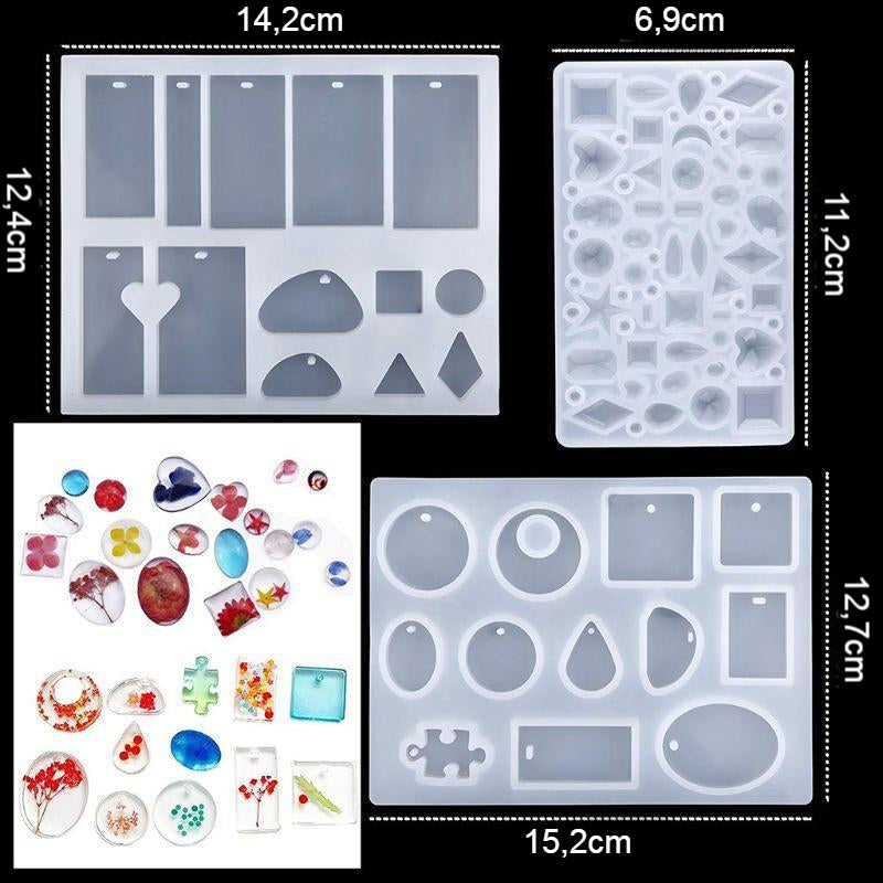 Jewelry Making Beginner Kit with 15 Resin Molds, Opal Pigments, Tools for DIY Earrings Necklaces Bracelets