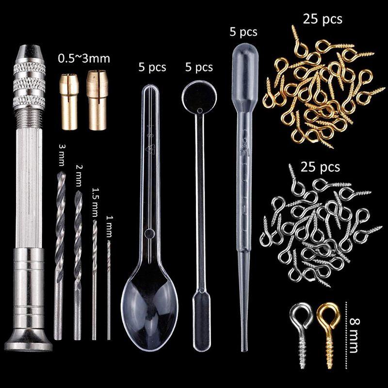 Jewelry Making Beginner Kit with 15 Resin Molds, Opal Pigments, Tools for DIY Earrings Necklaces Bracelets