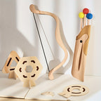 Junior Archery Set Wooden Bow and Soft-Tip Arrows with Fabric Quiver for Kids Ages 3-6