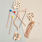 Junior Archery Set Wooden Bow and Soft-Tip Arrows with Fabric Quiver for Kids Ages 3-6