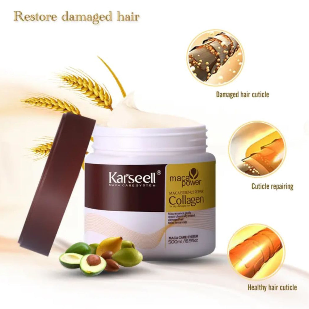 Karseell Maca Repairing Hair Treatment Mask with Hydrolyzed Collagen for Dry, Damaged, Frizzy Hair