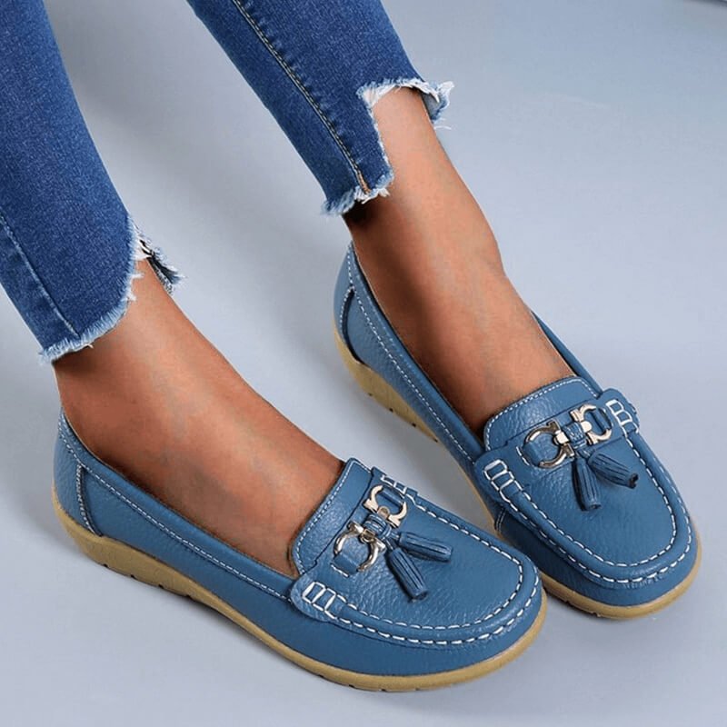 Orthopedic Leather Slip-On Loafers Breathable Cushioned Insole Comfortable Supportive Footwear