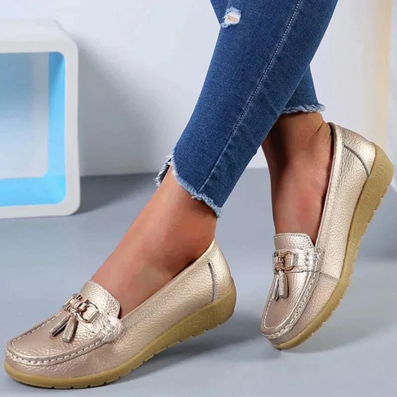 Orthopedic Leather Slip-On Loafers Breathable Cushioned Insole Comfortable Supportive Footwear