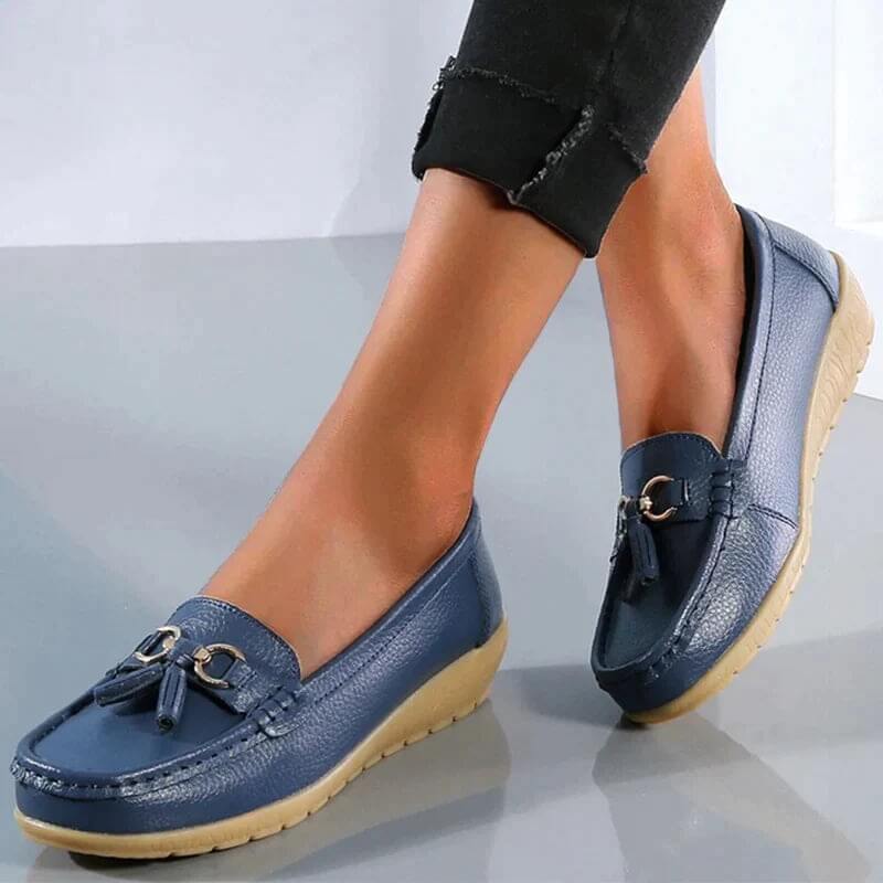 Orthopedic Leather Slip-On Loafers Breathable Cushioned Insole Comfortable Supportive Footwear