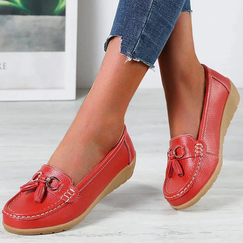Orthopedic Leather Slip-On Loafers Breathable Cushioned Insole Comfortable Supportive Footwear