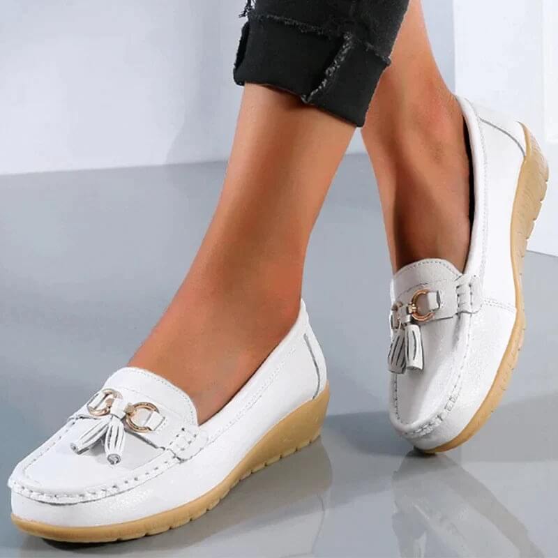 Orthopedic Leather Slip-On Loafers Breathable Cushioned Insole Comfortable Supportive Footwear