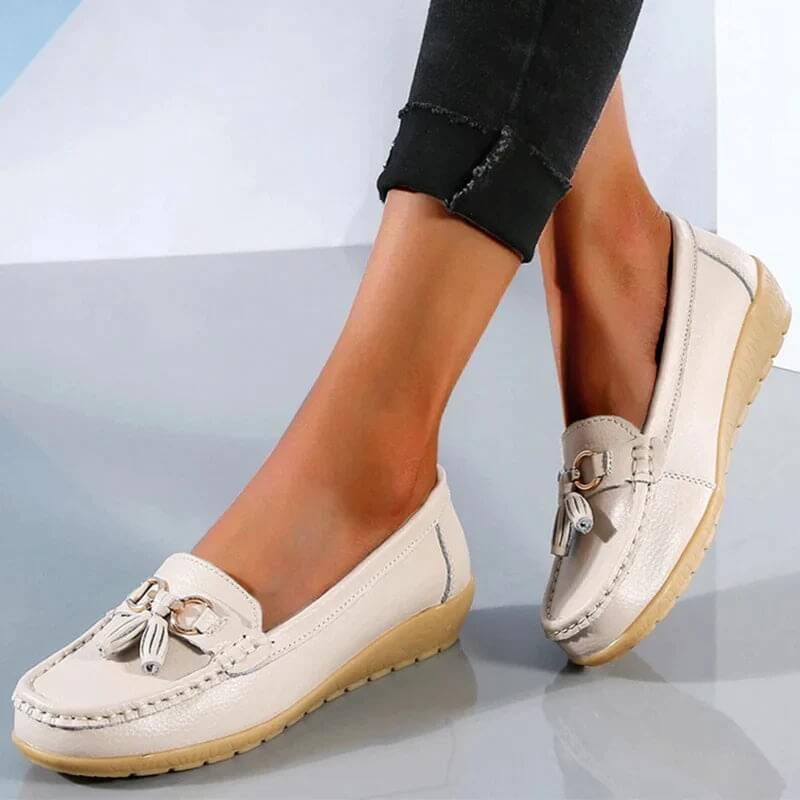 Orthopedic Leather Slip-On Loafers Breathable Cushioned Insole Comfortable Supportive Footwear
