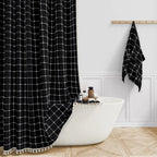 Bohemian Linen Shower Curtain with Tassels Waterproof Fabric Rustique Farmhouse Design