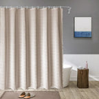 Bohemian Linen Shower Curtain with Tassels Waterproof Fabric Rustique Farmhouse Design