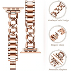 Smartwatch Link Bracelet Stainless Steel Cuban Link Adjustable Metal Clasp Band