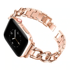 Smartwatch Link Bracelet Stainless Steel Cuban Link Adjustable Metal Clasp Band