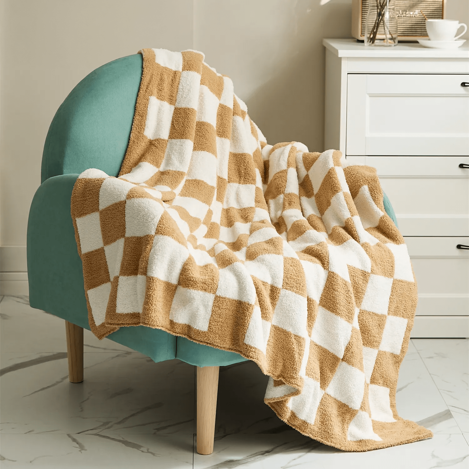 Plaid Blanket Soft Checkered Pattern Cozy Throw for Living Room Bedroom and Picnic Use