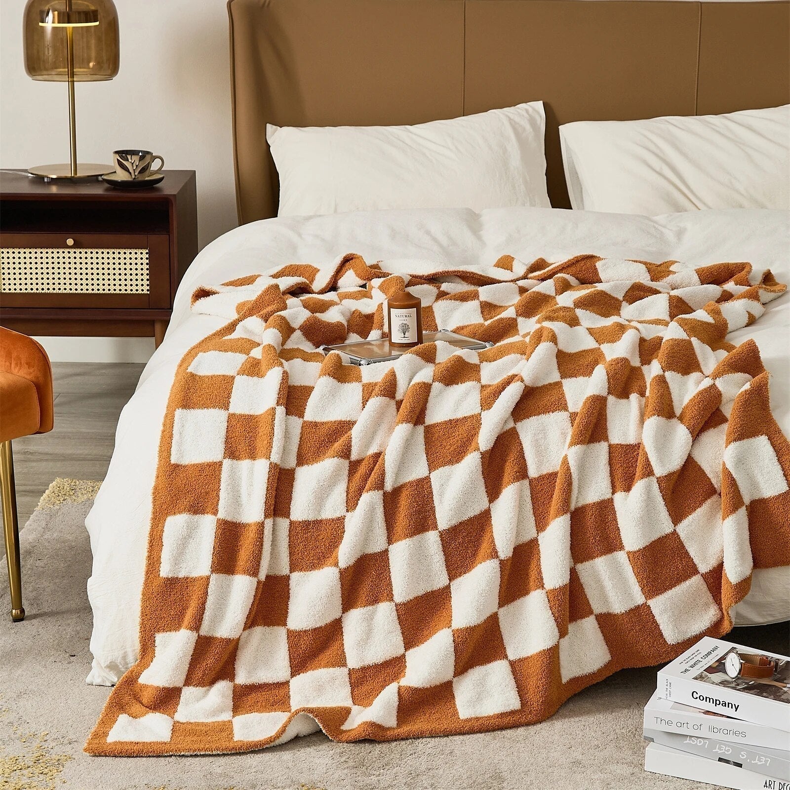 Plaid Blanket Soft Checkered Pattern Cozy Throw for Living Room Bedroom and Picnic Use
