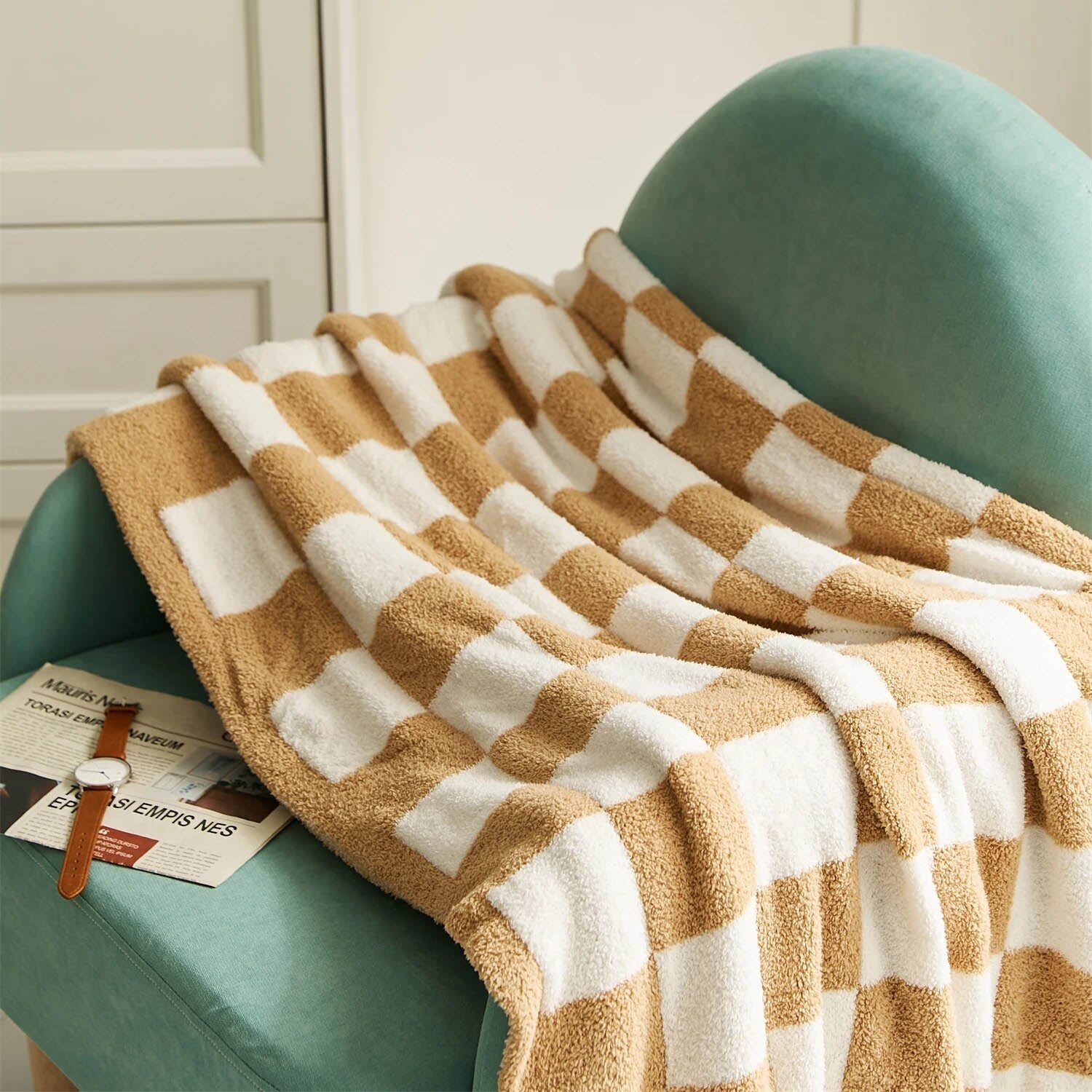 Plaid Blanket Soft Checkered Pattern Cozy Throw for Living Room Bedroom and Picnic Use