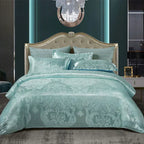 RoyalDream Satin Duvet Cover Set Queen King Size Soft Breathable Summer Bedding with 2 Pillowcases Gold Blue
