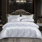 RoyalDream Satin Duvet Cover Set Queen King Size Soft Breathable Summer Bedding with 2 Pillowcases Gold Blue
