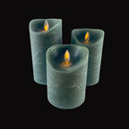 LED Rustic LED Candle Set 3 Pieces 10/12.5/15 cm with 3D Flame Remote Timer Various Colors