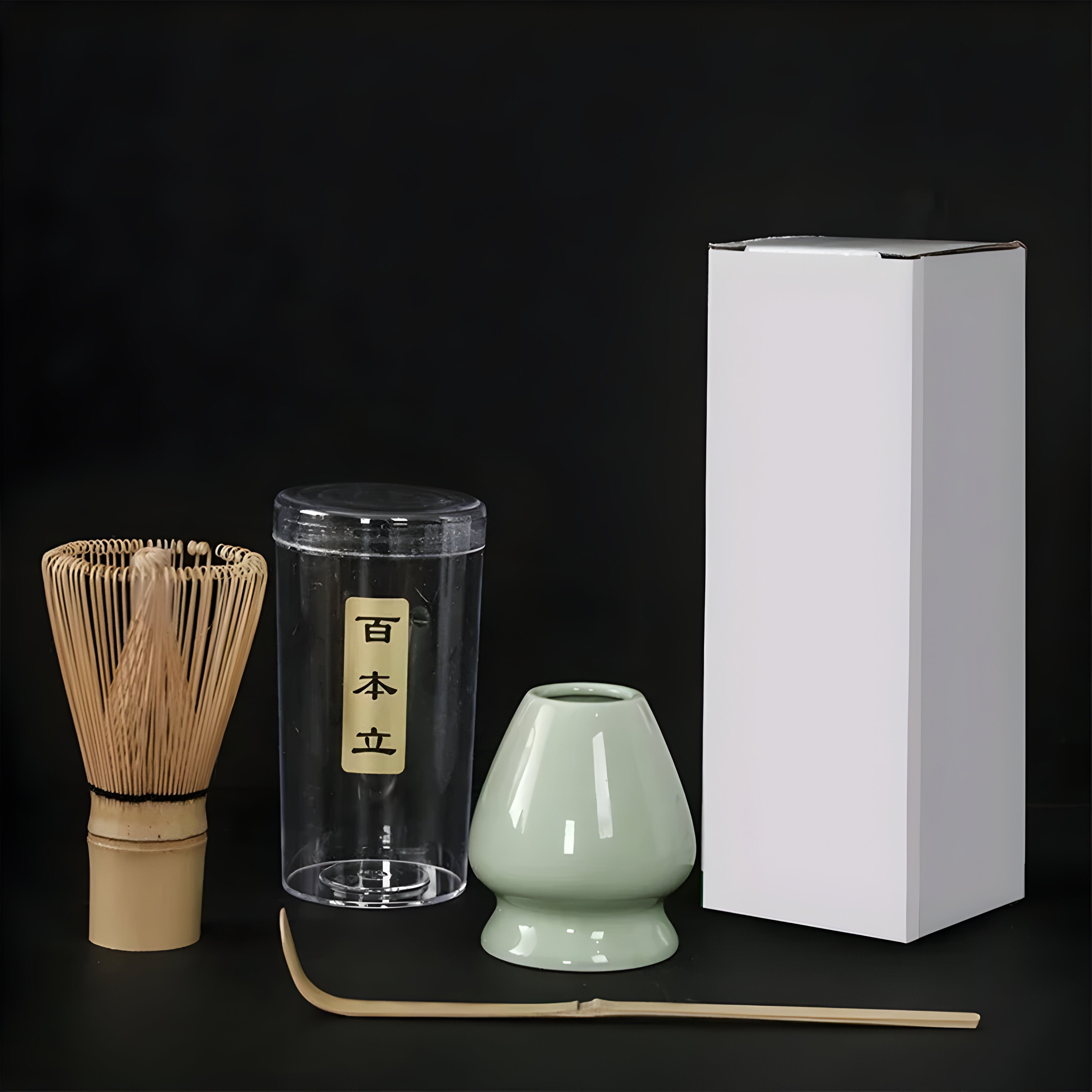 3-Piece Bamboo Matcha Whisk Set with Stand and Teaspoons for Japanese Tea Preparation